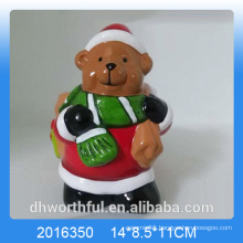 Terracotta Christmas bear ceramic flower pot for garden